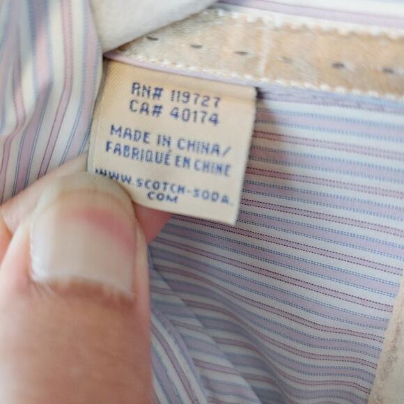 Scotch and Soda Men's Lavender White Striped Long Sleeve Shirt Sz XXL Office - Picture 9 of 14